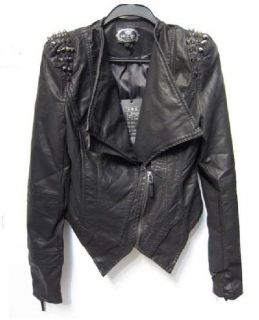New Punk Strong spike studded shoulder synthetic leather cropped