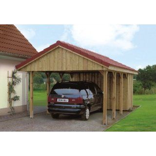 Skan Holz Carport, Satteldach, 380 x 600 cm, mit Dachlattung 