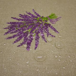 Stoff Meterware Baumwolle beschichtet wasserdicht Lavendel Beige