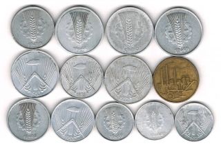 DDR LOT 13 Münzen 1 bis 50 Pfennig 1948   1952 RAR & Erhaltung