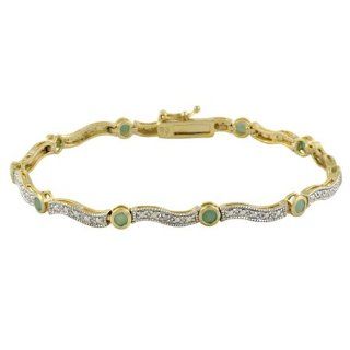18K Gold über Silber Diamant Akzent Emerald Verbindung Armband