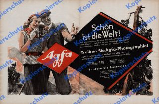 orig Reklame Agfa Kamera Photographie AGFA BOX BILLY Jugend Art Deco
