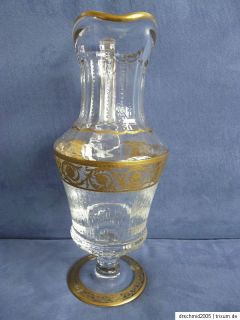 Saint Louis Krug Karaffe Kristall Glas Thistle Gold Handarbeit