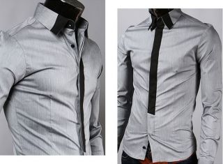 2012 New Mens Luxury Stylish Casual Dress Slim Fit Shirts White,Gray