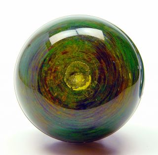 Vase Kugelvase grün lüstriert braun Innenfang Glasfaden Milan
