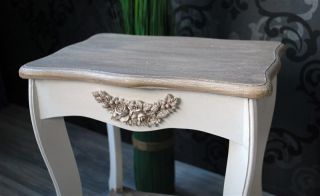 Hocker Sitzhocker aus Holz weiß braun Landhaus *164