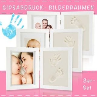 3x Set Kinder Bilderrahmen Abdruckset Gipsabdruck Baby Hand Fuß Bauch