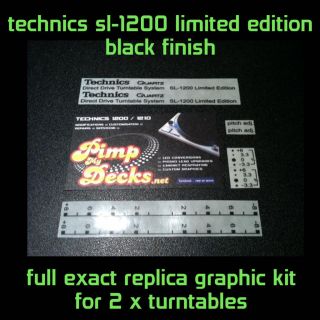 TECHNICS SL 1200 LIMITED EDITION   REPLICA GRAPHIC KIT BLACK   CUSTOM