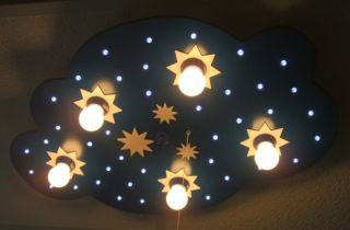 Kinderzimmerlampe Wolke blau mit Sternenhimmel LED