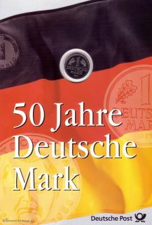 1996 50 Jahre Deutsche Mark 1 DM Gedenkblatt 1998