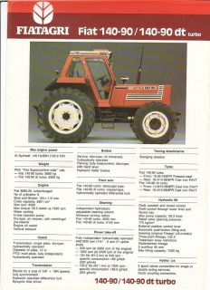 Farm Tractor Brochure   Fiatagri   Fiat   140 90 dt turbo (FB533