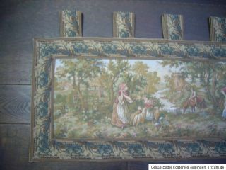 Aus Nachlass alter Gobelin Wandteppich ländlich romantisch Szene 83 x