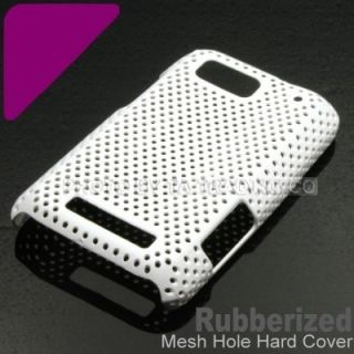 White Mesh Hole Rubberized Hard Net Case Cover For Motorola Defy MB525