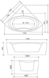 Caasi 140 x 140 cm Eckbadewanne