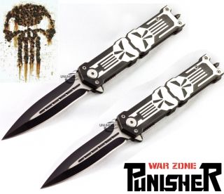 TWO 8.25 PUNISHER STILETTO SPRING ASSISTED KNIFE Folding Blade Pocket