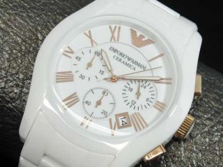 Chronograph weiß rosegold Keramik ar1416 Uhr UVP 549 €