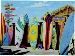 Surf Tiki Hawaii Surfschule Vintage Schild Plakat *582
