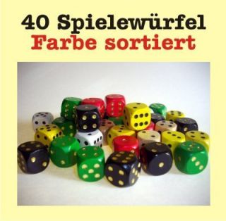 40 Holzwürfel   Spielewürfel   Würfel   verschiedene Farben