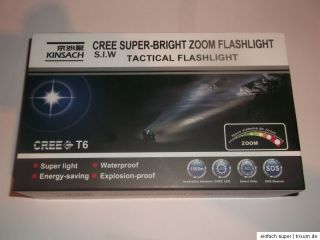 Power LED Cree T6 Taschenlampe neues Zoom System   Mega Helll