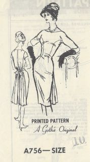 1950s Vintage Sewing Pattern DRESS B31 (R578) A Gothe Original