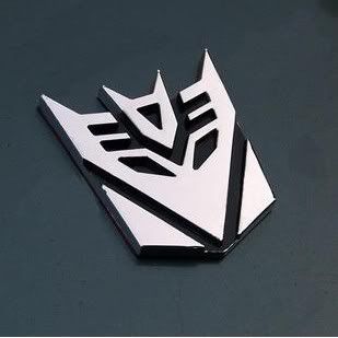 Neu Auto Aufkleber Chrom Emblem Transformers Silber 3D