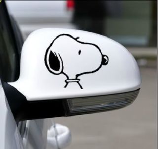 Snoopy Auto Rückspiegel Aufkleber Sticker Schwarz 1
