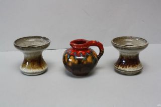 Keramik Kerzenhalter und kleiner Krug 3 Teile Konvolut