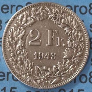 Schweiz Switzerland 2 Fr. 1943 Silber SILVER COIN (604