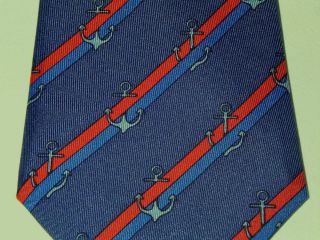 Hermes Luxus Krawatte, Tie, blau Seide, Ankermotive