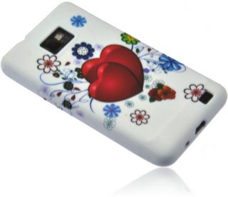 Silikon Case Handy Tasche Pink Heart f. Samsung Galaxy S2 i9100