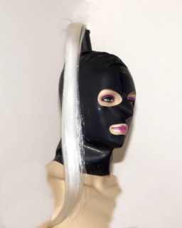 Latex Maske, Pony Tail mask Ponyschweif in platin