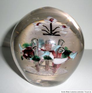 Briefbeschwerer, Paperweight Glas m.3 Blumen , böhm./dt. Gebiet, 1900