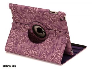 BADASS BAG iPad 4/3/2 360 Flower Smart Cover Leder Case Tasche Hülle