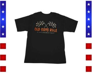 Biker T Shirt Old Guys Rule Vintage Checkered Black