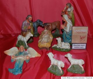 alte Krippenfiguren, Krippe, Weihnachten, Terrakotta, Ton, handbemalt