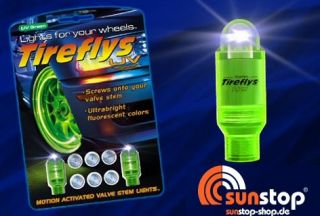 LED Ventilkappen Tireflys UV 2er Set grün
