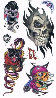 TATTOO Heft Aufkleber 5 Bogen Tattoos Skull Totenkopf 2