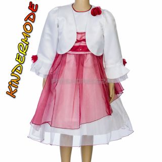 2tlg. Mädchen Fest Kleid Kommunionskleid Bolero Taufe Hochzeit Kinder