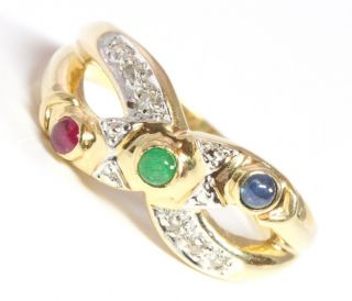 14kt 585 Damen Gold Ring Diamantring Diamant Rubin Smaragd Saphir