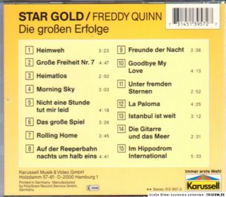 FREDDY QUINN   DIE GROSSEN ERFOLGE   STAR GOLD   CD m. LA PALOMA
