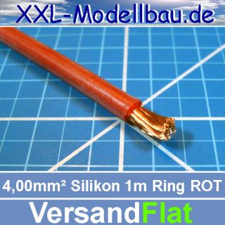 1m Silikonkabel 4,0 qmm 50 Ampere Farbe ROT Made in Germany Silikon