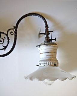 original Jugendstil Gaslampe ca 1880 mit Graetzinlicht Wandlampe