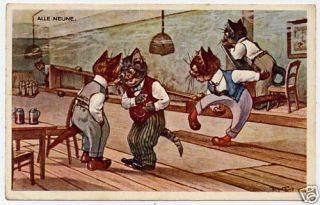 Arthur Thiele, Katzen beim Kegeln, B.K.W. 323 2, RAR 