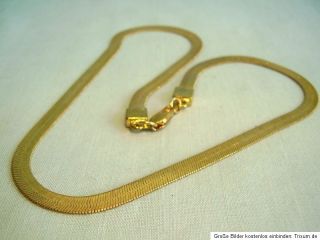Antike breite Kette flaches Schlangencollier Bandcollier Golddoublè