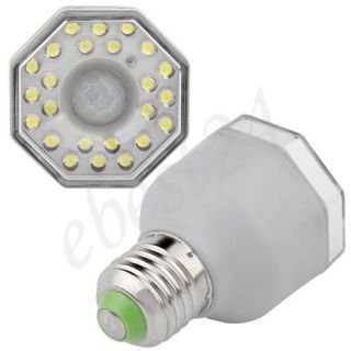 E27 24 LED Nachtlicht Lampe Bewegungsmelder Sensor Weiß