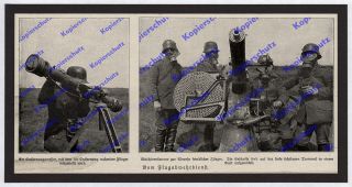 Foto dt Soldaten Flugabwehr MG Kanone Stahlhelm Gasmasken
