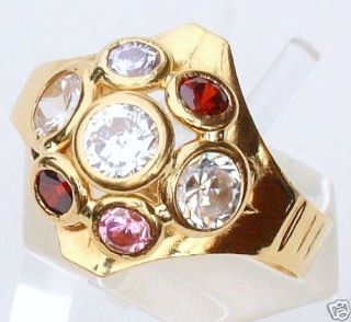 18kt 750 Damen Gold Ring Gelbgold Goldring Ziersteine Glas Steine