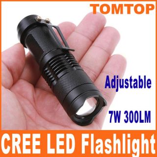 7W 300LM Mini CREE LED Flashlight Torch Adjustable Focus Zoom Light