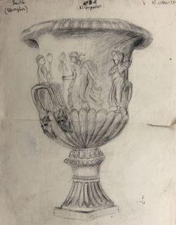 Christopher Smith   Großen 19. Jahrhundert Kohlezeichnung, Eine Urne
