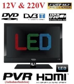 15,6 Zoll LED LCD TV Xoro  12 V & 220 V  DVD  DVB T  HDMI  USB